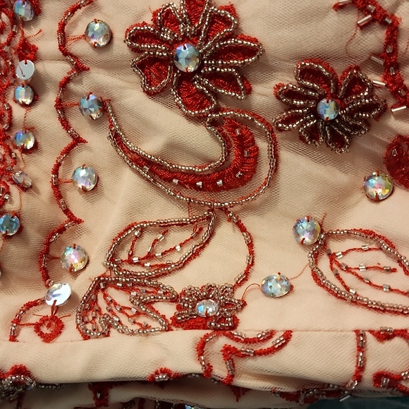 NWT Narianna Prom Illusion Embellished Red Mini Dress Jr Large‎ - Picture 8 of 8